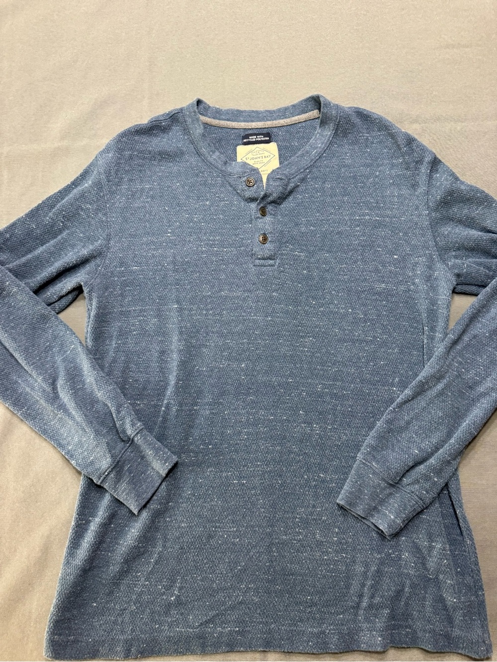 St. John's Bay Heathered Blue Long Sleeve Henley